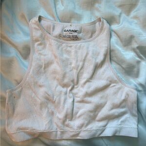 Garage White Ribbed Crop Top